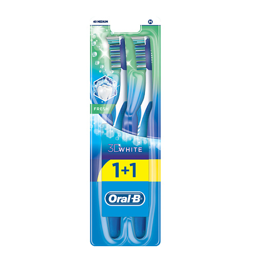 

ORAL-B Зубная щетка 3D White Свежесть 40 средняя, Зубная щетка 3D White Свежесть 40 средняя