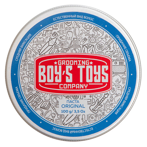 BOY'S TOYS Паста для укладки волос средней фиксации с низким уровнем блеска Original паста со средней фиксацией и низким уровнем блеска для укладки волос defining paste