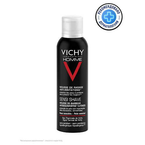 VICHY Homme Пена для бритья для мужчин против раздражения кожи с термальной водой, стеариновой и салициловой кислотой figaro пена для бритья для чувствительной кожи 400 0