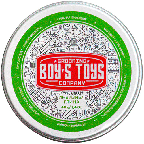BOY'S TOYS Глина для укладки волос средней фиксации с низким уровнем блеска Инвизибл глина для укладки rough rider