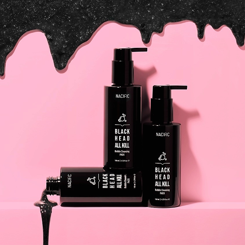 фото Nacific гель очищающий с углем против черных точек black head all kill bubble cleansing pack