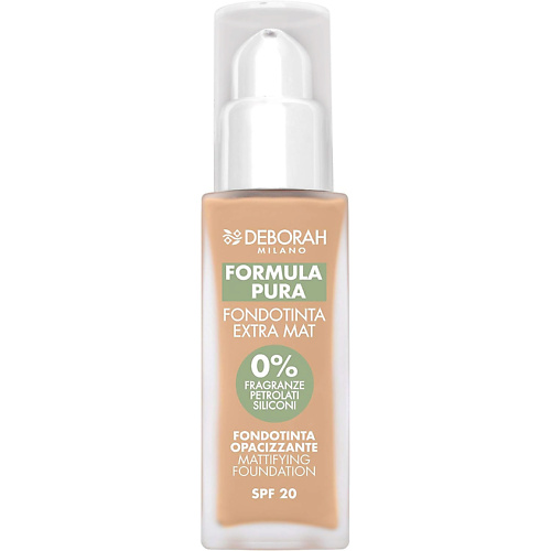 Тональное средство DEBORAH MILANO Тональная основа матирующая Formula Pura Extra Mat Foundation deborah основа тональная для лица deborah formula pura foundation тон 00 слоновая кость