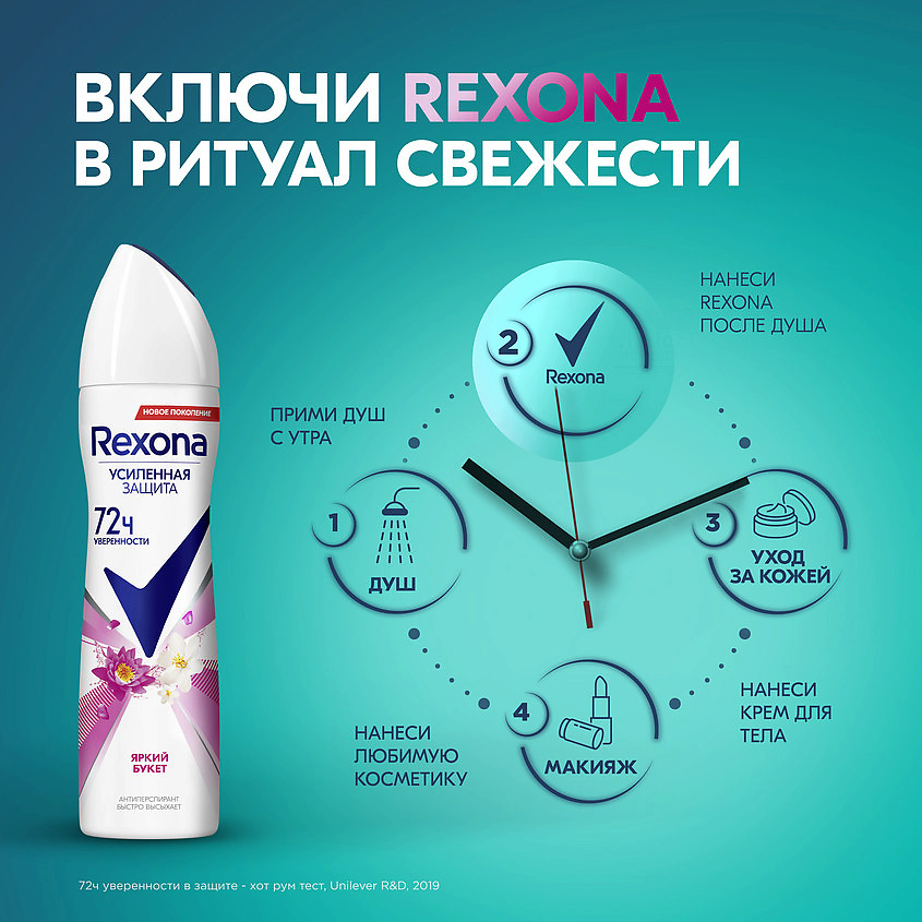 REXONA Дезодорант-антиперспирант аэрозоль усиленная защита Яркий букет, фото 2