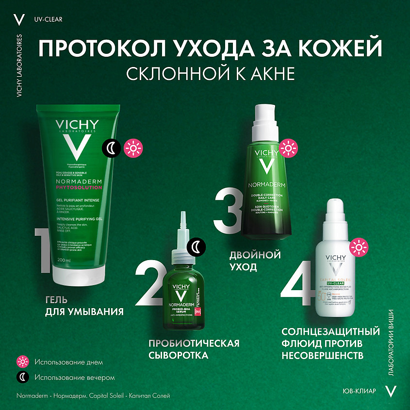 фото Vichy capital soleil uv-clear невесомый солнцезащитный флюид для лица против несовершенств spf 50+