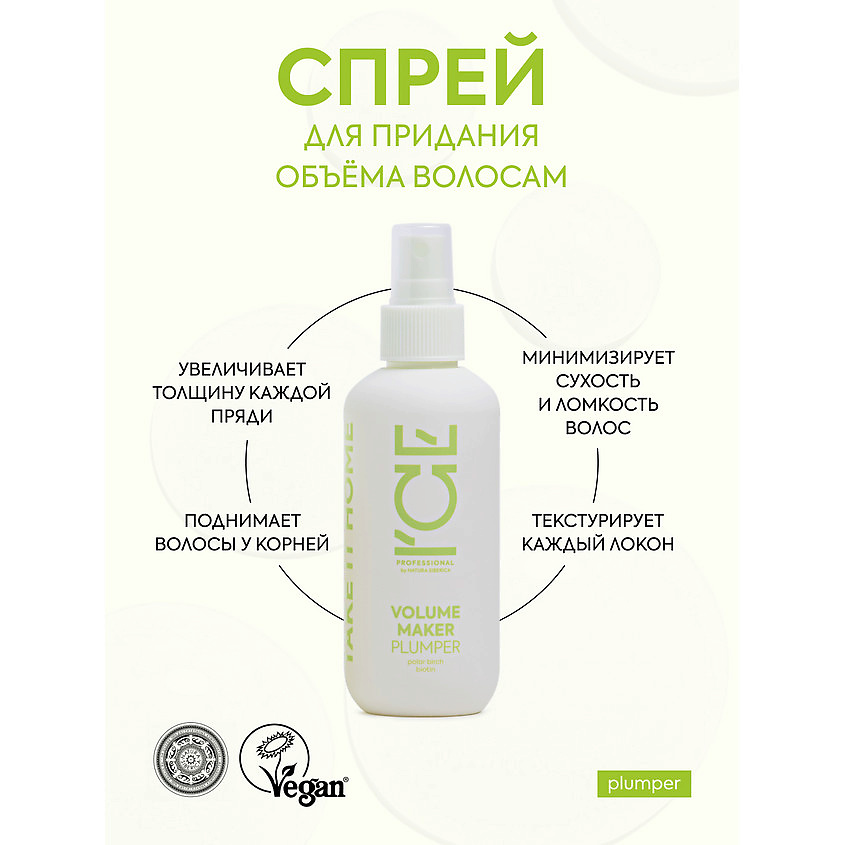 фото Ice by natura siberica спрей для придания объёма волосам volume maker plumper