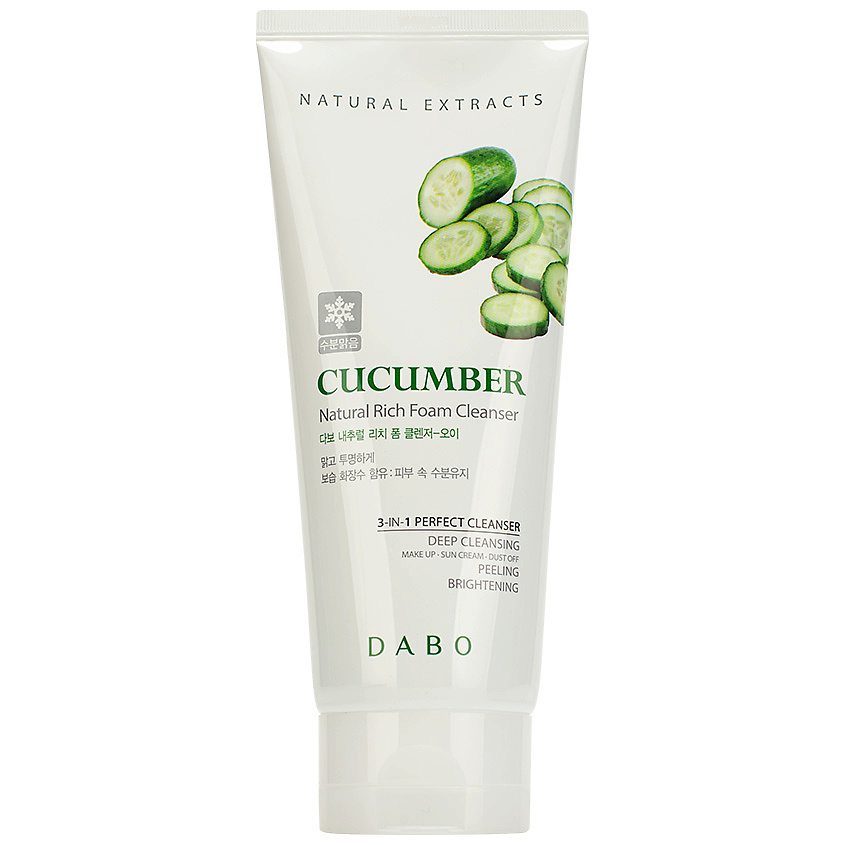 фото Dabo пенка для умывания освежающая c экстрактом огурца cucumber natural rich foam cleanser