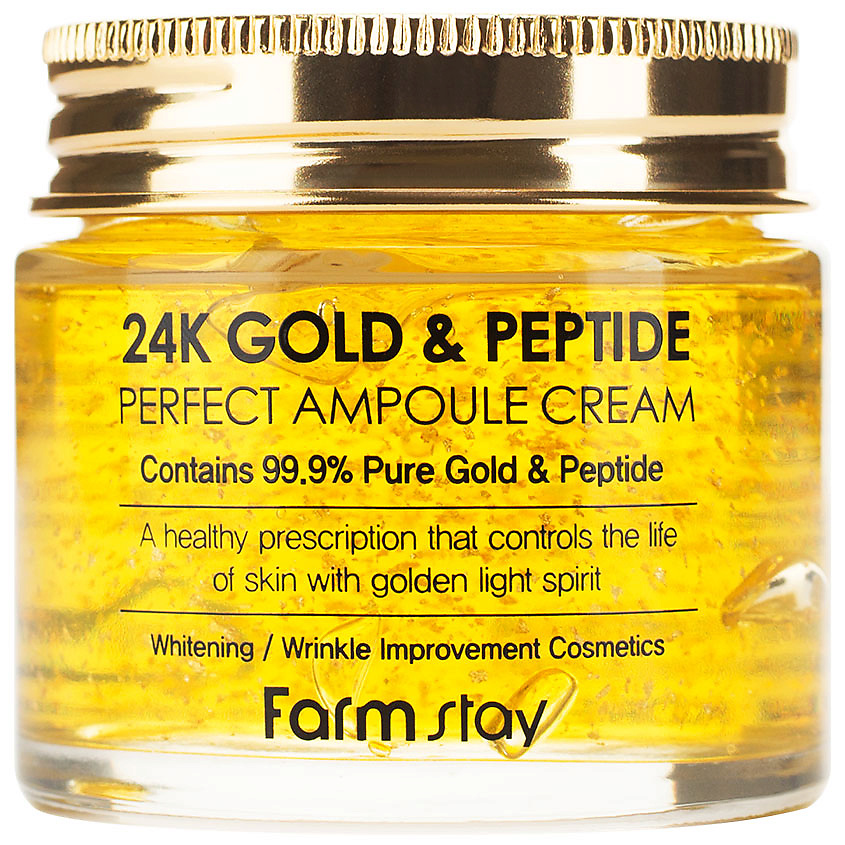 фото Farmstay крем для лица ампульный с золотом и пептидами 24k gold & peptide perfect ampoule cream