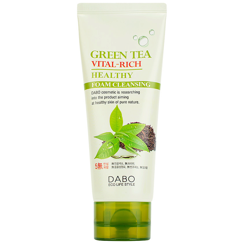 фото Dabo пенка для умывания c экстрактом зеленого чая green tea vital-rich healthy foam cleansing