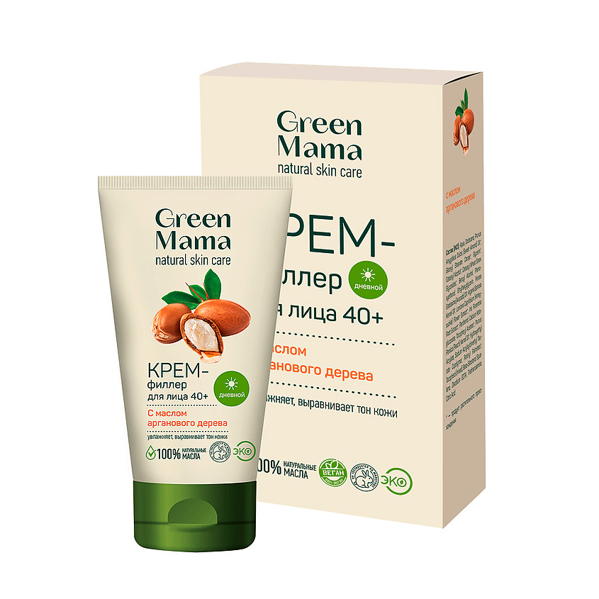 фото Green mama крем-филлер для лица дневной с маслом арганового дерева 40+ natural skin care