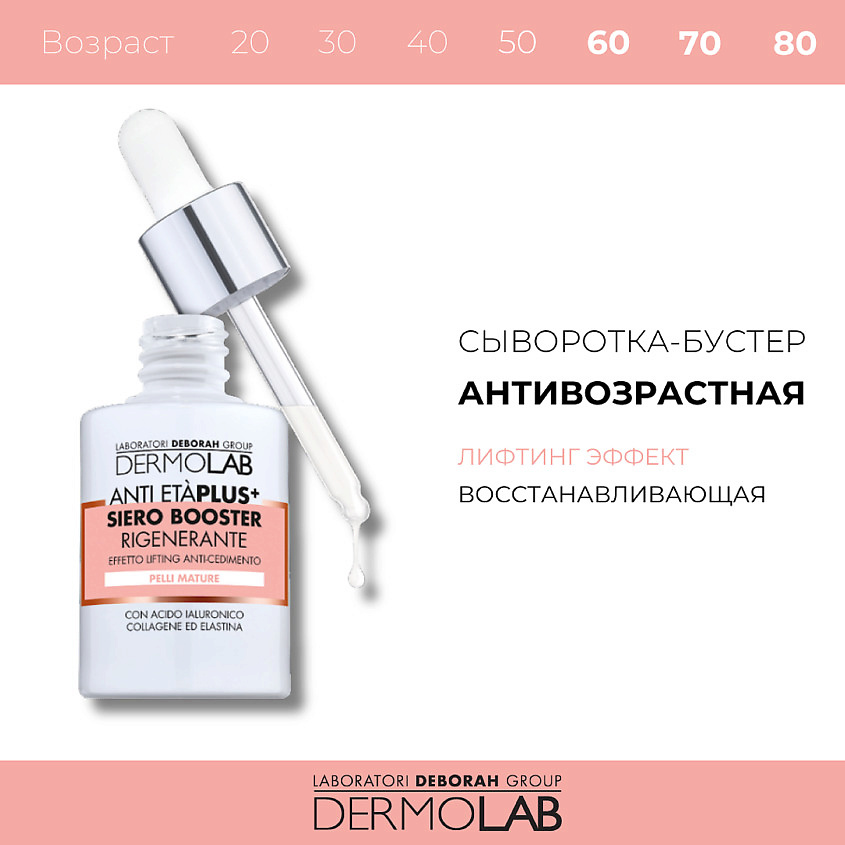 фото Deborah сыворотка-бустер для лица и шеи восстанавливающая dermolab anti-eta plus+ regenerating face and neck booster serum