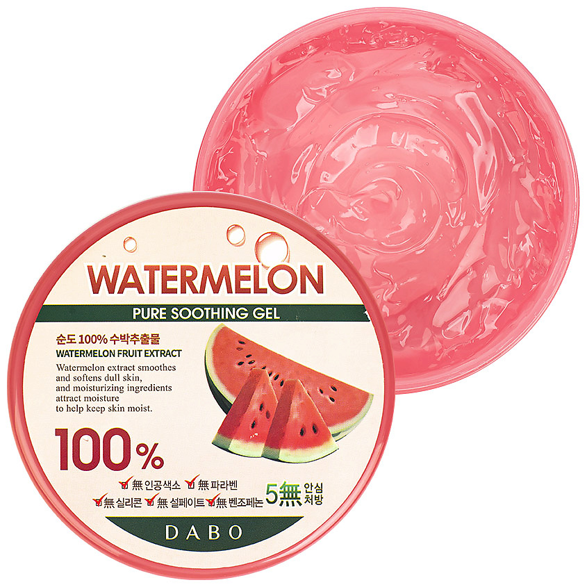 фото Dabo гель для лица многофункциональный с экстрактом арбуза watermelon pure soothing gel