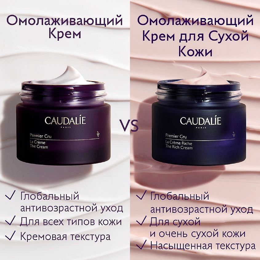 фото Caudalie крем для лица омолаживающий для сухой кожи premier cru