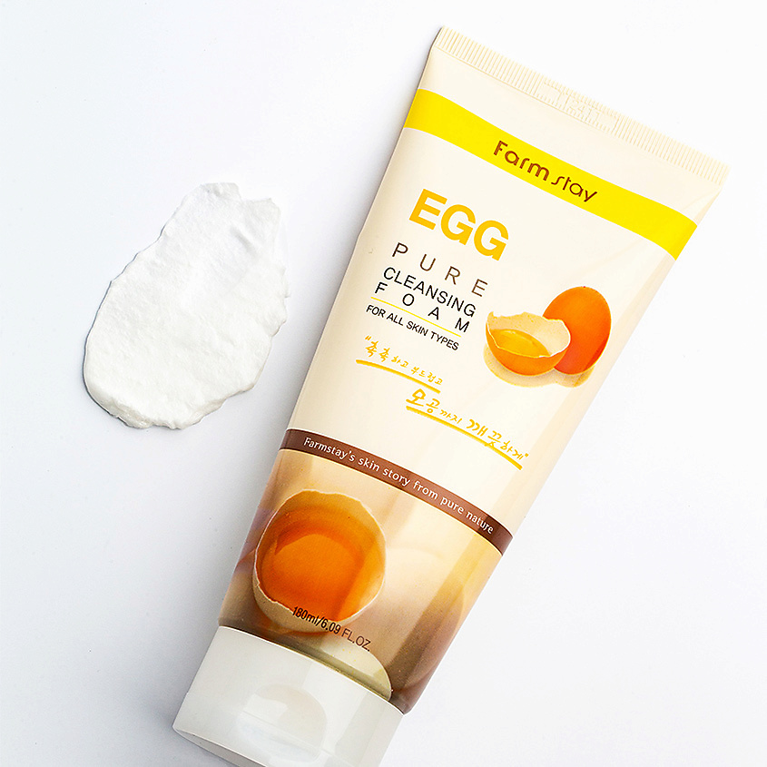 фото Farmstay пенка для умывания очищающая с яичным экстрактом egg pure cleansing foam