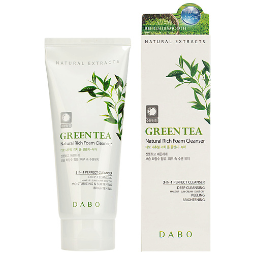 фото Dabo пенка для умывания c экстрактом зеленого чая green tea natural rich foam cleanser