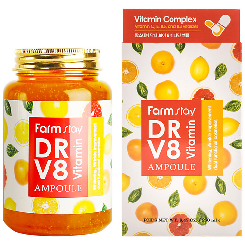 фото Farmstay сыворотка для лица ампульная с витаминами dr v8 vitamin ampoule