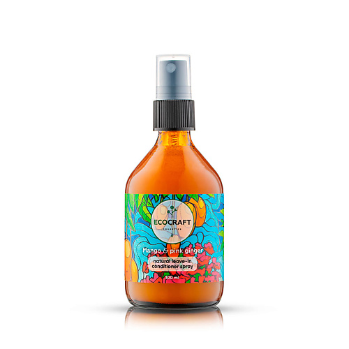 Спрей для ухода за волосами ECOCRAFT Спрей-кондиционер Манго и розовый имбирь, несмываемый Mango & Pink Ginger Natural Leave-In Conditioner Spray