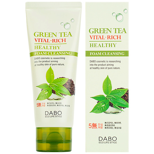 фото Dabo пенка для умывания c экстрактом зеленого чая green tea vital-rich healthy foam cleansing