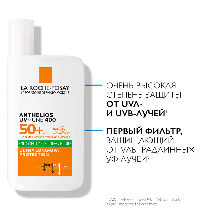 LA ROCHE-POSAY Anthelios Uvmune 400 Солнцезащитный матирующий флюид для лица SPF 50+ / PPD 56, фото 4