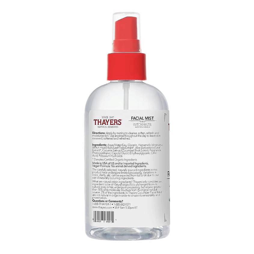 фото Thayers мист для лица без спирта с гамамелисом и огурцом witch hazel cucumber facial mist