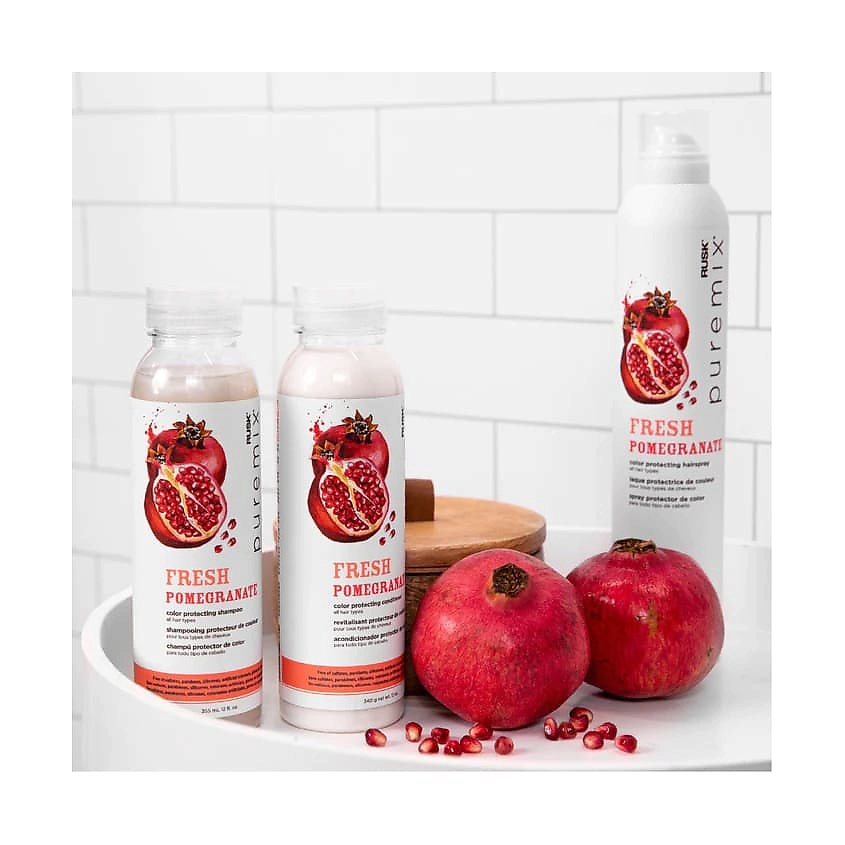 фото Rusk шампунь для защиты цвета с гранатом puremix fresh pomegranate color protecting shampoo