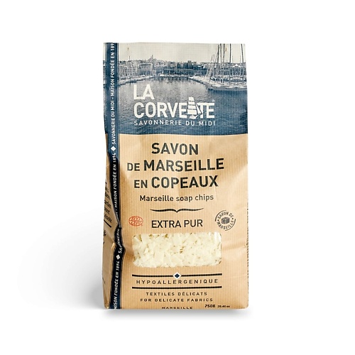 LA CORVETTE Традиционное марсельское растительное мыло-стружка Savon de Marseille en Copeaux Extra Pur la corvette традиционное марсельское оливковое мыло стружка savon de marseille en copeaux olive