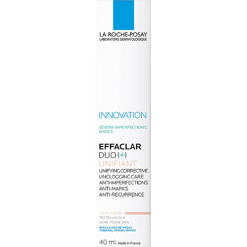 фото La roche-posay effaclar duo(+) unifant корректирующий крем-гель для лица, для проблемной кожи, с тонирующим эффектом (тон светлый) с ниацинамидом, салициловой кислотой и цинком