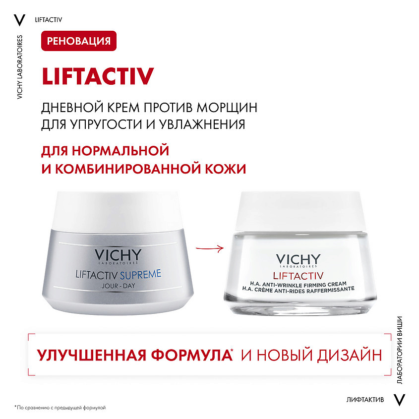 фото Vichy liftactiv supreme антивозрастной лифтинг-крем для лица против морщин, для упругости и омоложения нормальной и комбинированной кожи