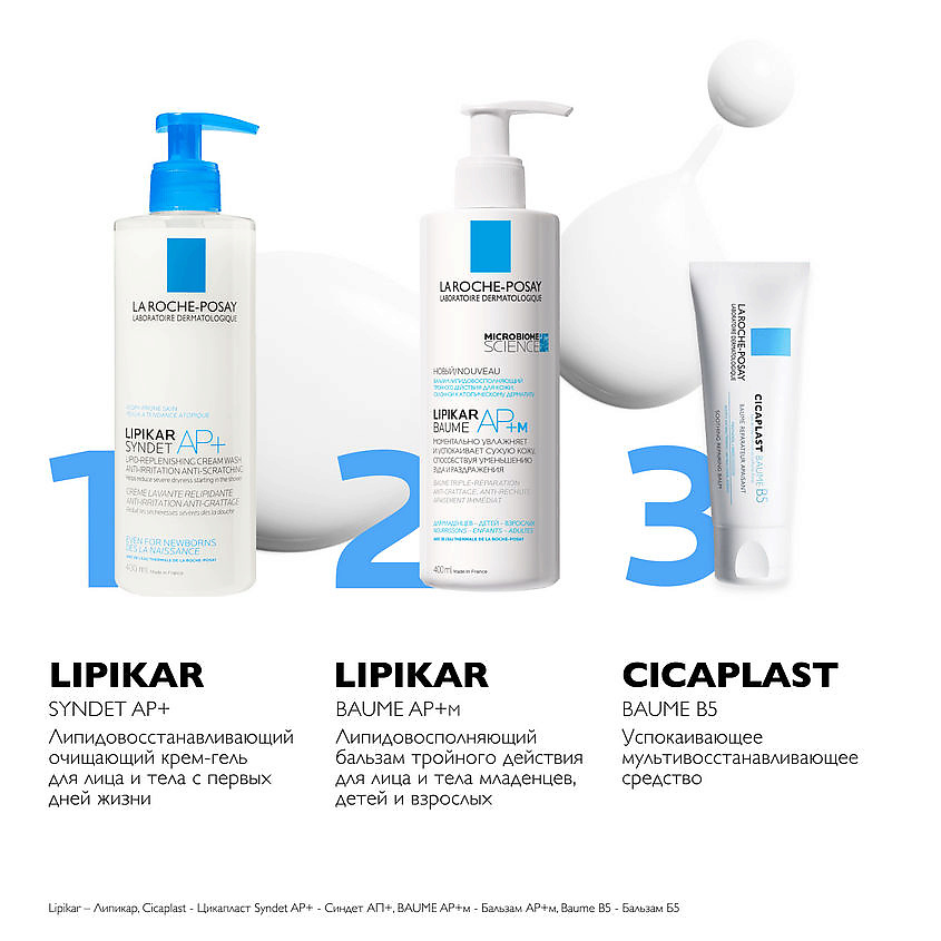 LA ROCHE-POSAY Lipikar Syndet AP+ Липидовосстанавливающий очищающий крем-гель для лица и тела взрослых, детей и младенцев 0+, с маслом ши, ниацинамидом и глицерином, фото 6