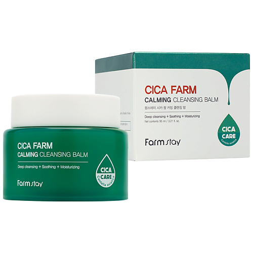 FARMSTAY Бальзам для снятия макияжа гидрофильный увлажняющий очищающий Cica Farm Calming Cleansing Balm