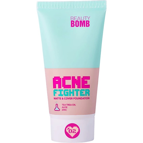 Тональное средство BEAUTY BOMB Тональный крем Matte & cover foundation ACNE FIGHTER точечный гель от прыщей beauty bomb acne fighter 15 мл
