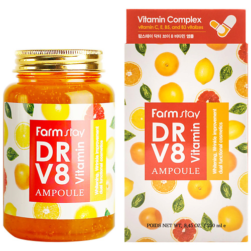 FARMSTAY Сыворотка для лица ампульная с витаминами DR V8 Vitamin Ampoule