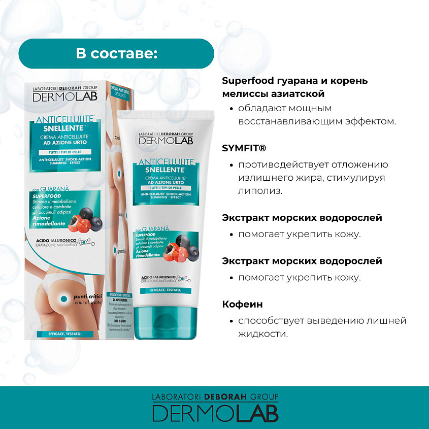 фото Deborah dermolab крем для тела антицеллюлитный разогревающий anti-cellulite shock-action slimming effect