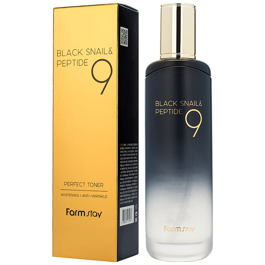 фото Farmstay тонер для лица омолаживающий с комплексом из 9 пептидов black snail & peptide9 perfect toner