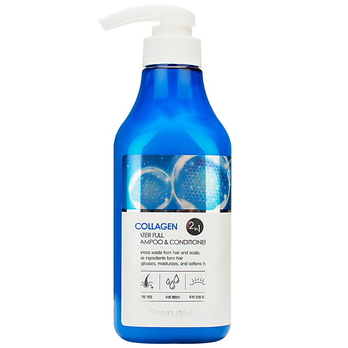 Шампунь для волос FARMSTAY Шампунь-кондиционер увлажняющий с коллагеном Collagen Water Full Shampoo & Conditioner