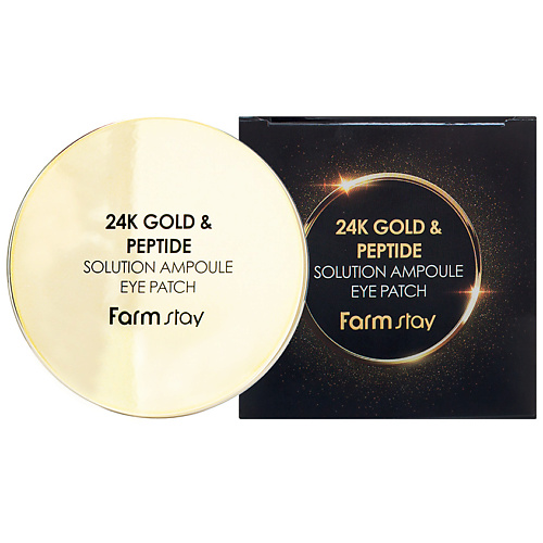 FARMSTAY Патчи для глаз гидрогелевые с 24-х каратным золотом и пептидами 24K Gold & Peptide Solution Ampoule Eye Patch qtem гидрогелевые патчи для глаз anti age с филлер эффектом 60 шт