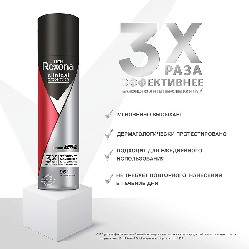 REXONA Антиперспирант-дезодорант спрей Защита и Уверенность Men Clinical Protection, фото 9