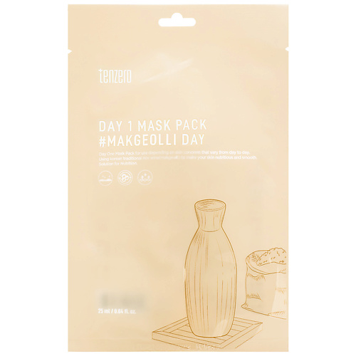 Маска для лица TENZERO Маска для лица тканевая с экстрактом риса Day 1 Mask Pack # Makgeolli Day