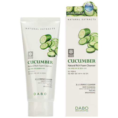 Крем для умывания DABO Пенка для умывания освежающая c экстрактом огурца Cucumber Natural Rich Foam Cleanser