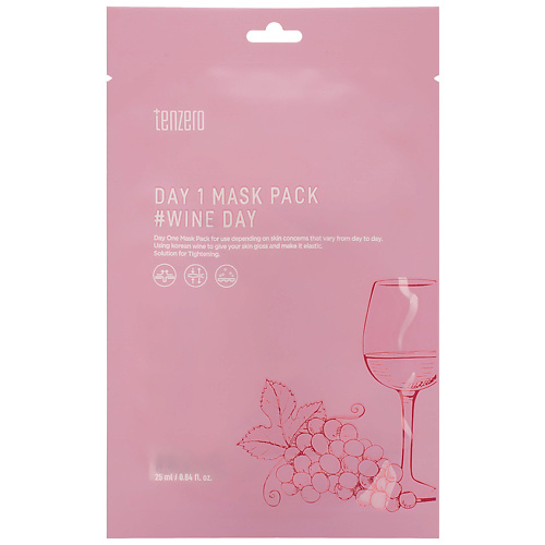 TENZERO Маска для лица тканевая с экстрактом вина Day 1 Mask Pack # Wine Day