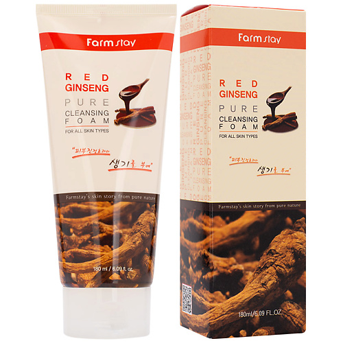 FARMSTAY Пенка для умывания очищающая с экстрактом женьшеня Red Ginseng Pure Cleansing Foam