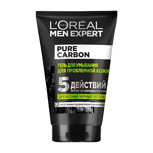 Гель для умывания L'ORÉAL PARIS Очищающий Гель для умывания Men Expert 5 действий против проблем кожи с черным углем