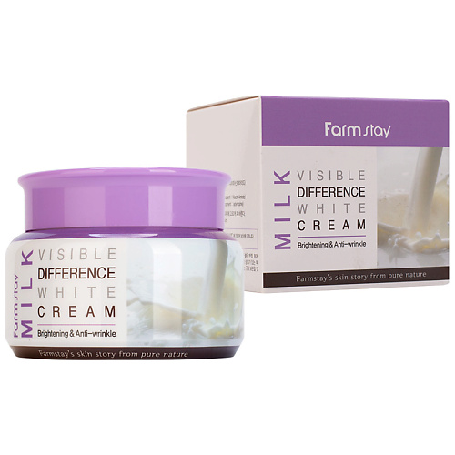 

FARMSTAY Крем для лица увлажняющий с протеинами молока Milk Visible Difference White Cream, Крем для лица увлажняющий с протеинами молока Milk Visible Difference White Cream