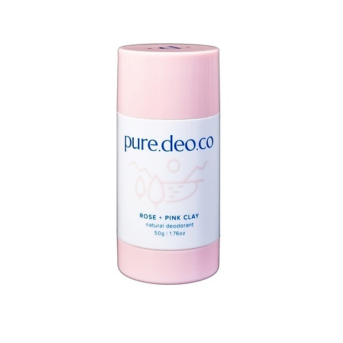 PURE DEO CO Дезодорант-стик без солей алюминия с розой и розовой глиной