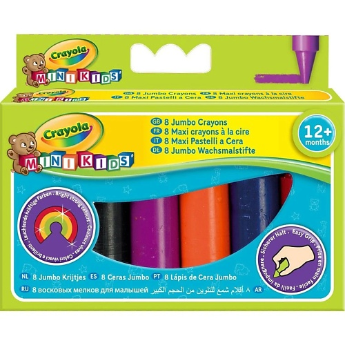 

CRAYOLA Восковые мелки для малышей Mini Kids Jumbo Crayons, Восковые мелки для малышей Mini Kids Jumbo Crayons