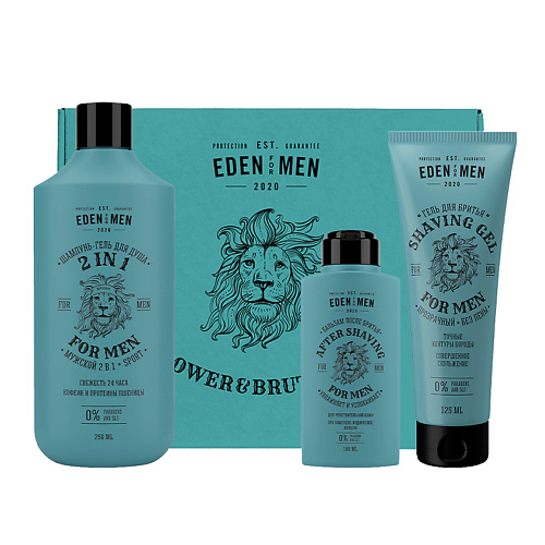 EDEN Подарочный набор For men шампунь-гель 2 в 1гель для бритья прозрачныйбальзам для бритья 1050₽