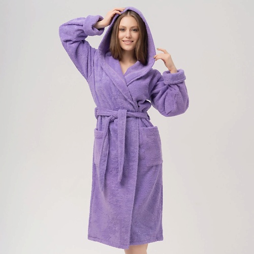 

BIO TEXTILES Халат махровый женский с капюшоном Lilac, Халат махровый женский с капюшоном Lilac