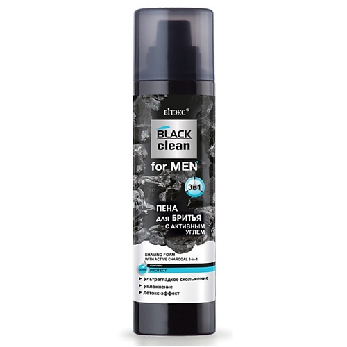 ВИТЭКС Пена для бритья с активным углем 3 в 1 BLACK CLEAN FOR MEN 2500 418₽