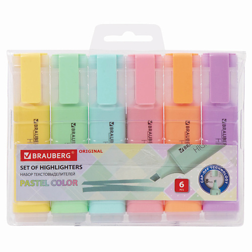 BRAUBERG Набор текстовыделителей BRAUBERG ORIGINAL PASTEL