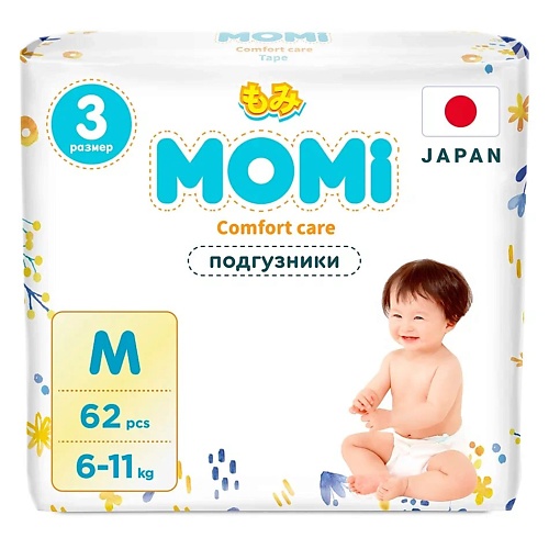 

MOMI Подгузники "Comfort Care" размер M 6-11 кг упаковка 62 шт Momi 62.0, Подгузники "Comfort Care" размер M 6-11 кг упаковка 62 шт Momi