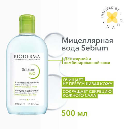 

BIODERMA Мицеллярная вода очищающая для жирной и проблемной кожи лица Sebium H2O 500.0, Мицеллярная вода очищающая для жирной и проблемной кожи лица Sebium H2O